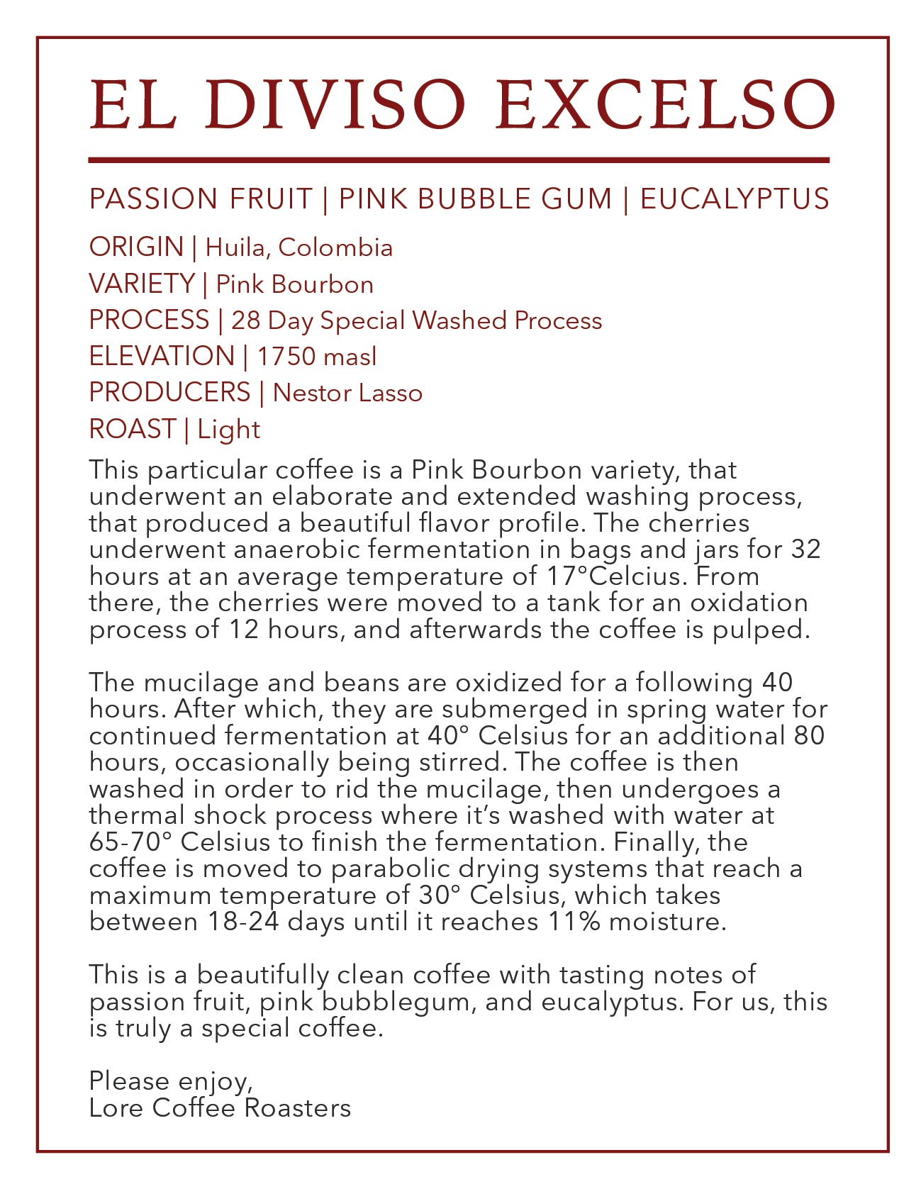 El Diviso Excelso | Single Origin