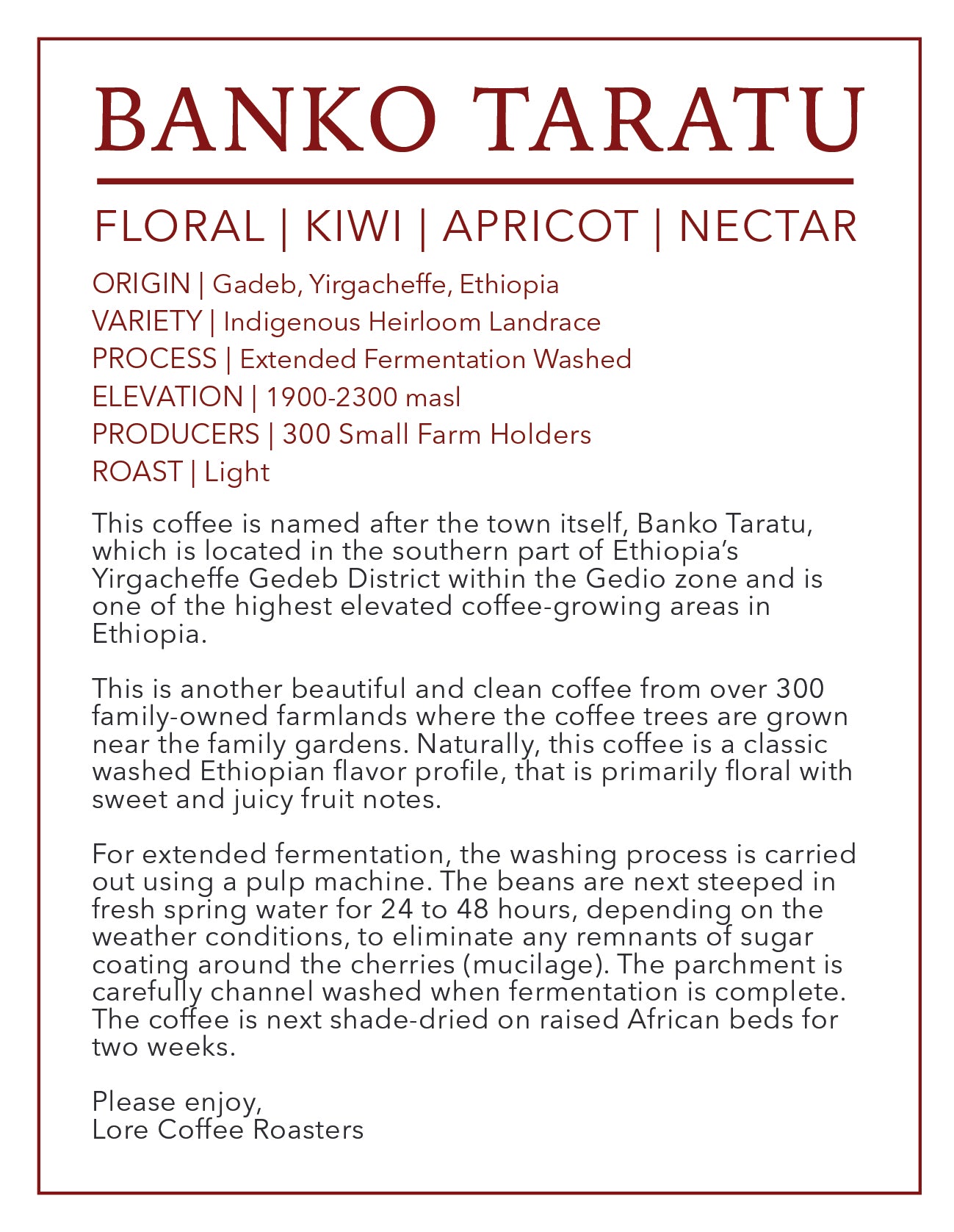 Banko Taratu | Single Origin